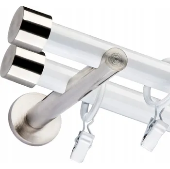 Garnýž TYČOVÁ ZÁCLONOVÁ GARNÝŽ VENTO DVOJITÁ BÍLÁ 25+19 MM 360 S KONCOVKAMI