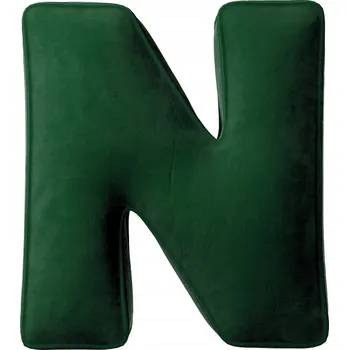 Polštář Sametový Polštář s písmenem N, 40cm VELKÝ zeleň