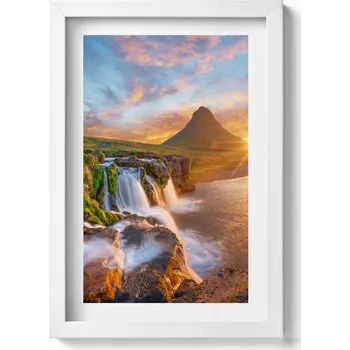 Obraz Dekorativní nástěnný obraz s grafikou: Přírodní krajina při západu slunce, 20x30 cm