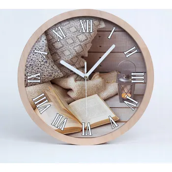 Hodiny Kuchyňské nástěnné hodiny relax s knihou průměr 20 cm