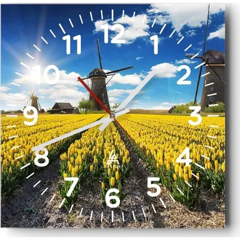 Hodiny Kuchyňské nástěnné hodiny 30x30 Krajina Skleněné hodiny do obýváku Moderní Tiché