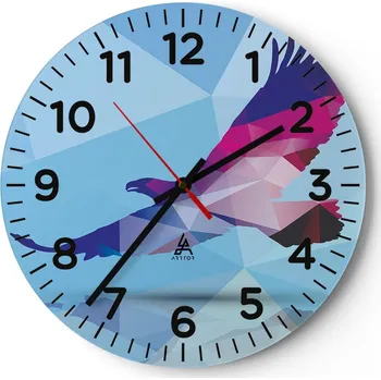 Hodiny Kuchyňské nástěnné hodiny 30x30 Pták Moderní skleněné hodiny do obýváku Tiché