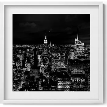 Obraz Obraz s rámem a grafikou na zeď Černobílá krajina města v noci 50x50 cm