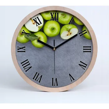 Hodiny Kuchyňské nástěnné hodiny zelená jablka průměr 20 cm