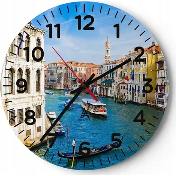 Hodiny Kuchyňské nástěnné hodiny 30x30 Benátky Moderní skleněné hodiny do obýváku Tiché