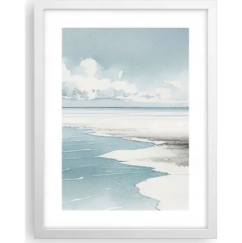 Obraz Obraz plakát v bílém rámu do obýváku 30x40 mořské pobřeží foto na zeď