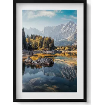 Obraz Obraz s rámem a grafikou na zeď Krásná horská krajina s jezerem 50x70 cm