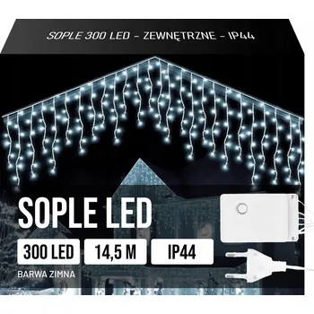 Vánoční dekorace Lampičky Rampouchy Bílé Vánoční Venkovní Studené Světlo 300 LED