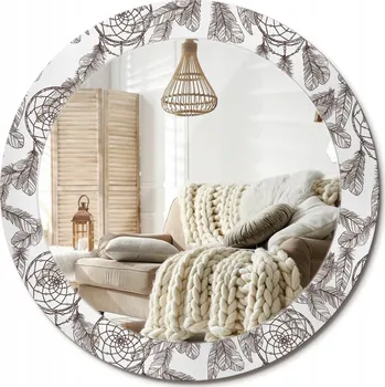 Zrcadlo Kulaté moderní zrcadlo na zeď s potiskem, průměr 70 cm - Lapač snů