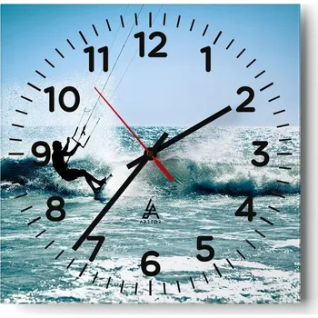 Hodiny Nástěnné hodiny do obýváku 40x40 Sport Bezhlučné hodiny na skle Stylové Tiché