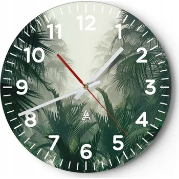 Hodiny Kuchyňské nástěnné hodiny 30x30 Džungle Moderní skleněné hodiny do obýváku Tiché