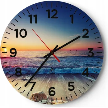 Hodiny Kuchyňské nástěnné hodiny 30x30 Krajina Moderní Skleněné hodiny do obýváku Tiché