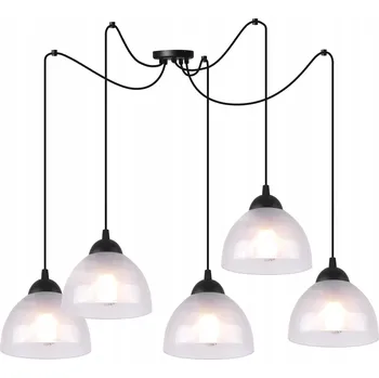 ZÁVĚSNÉ STROPNÍ SVÍTIDLO LUSTR PAVOUK ČERNÝ BÍLÝ MLÉČNÉ SKLO LOFT E27