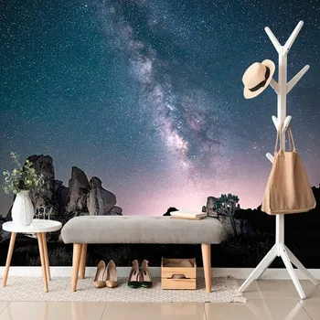 Tapeta Dovido Tapeta hvězdná obloha nad skalami modrá