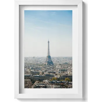 Obraz Nástěnný obraz v bílém rámu Paříž Francie Eiffelova věž panorama 20x30 cm