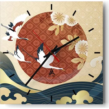 Hodiny Nástěnné hodiny do kuchyně 30x30 Volavka Stylové hodiny na skle Loft Tiché