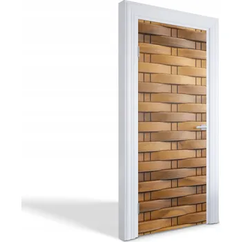 Fototapeta Ochranná Fólie na dveře s ozdobným potiskem Dřevěná pletenka 85x205 cm
