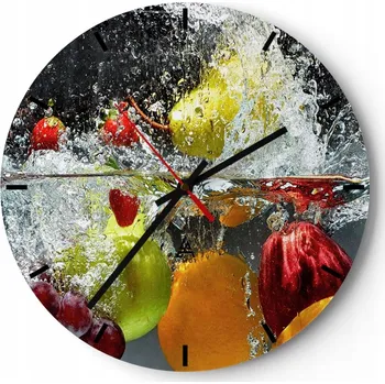 Hodiny Nástěnné hodiny do kuchyně 30x30 Ovoce Skleněné hodiny do obýváku Loft Tiché