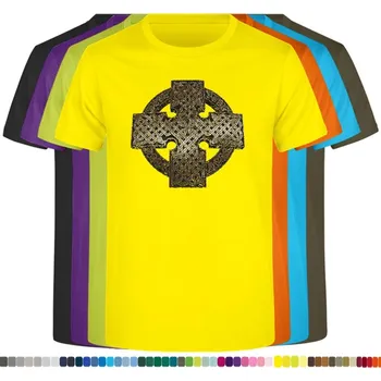 Pánské tričko panske-levne-bavlnene-tricko-potisk-keltsky-kruhovy-kriz Barva: Yellow - žlutá, velikost: XS