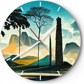 Hodiny Nástěnné hodiny do kuchyně 30x30 Krajina Skleněné hodiny do obýváku Loft Tiché