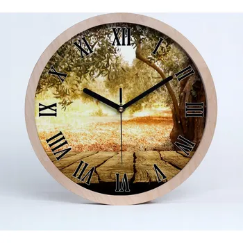 Hodiny Velké dřevěné nástěnné hodiny olivové dřevo průměr 30 cm