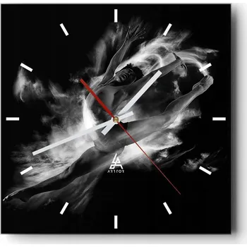 Hodiny Velké nástěnné hodiny 40x40 Tanečník Skleněné hodiny Čtvercové Tiché