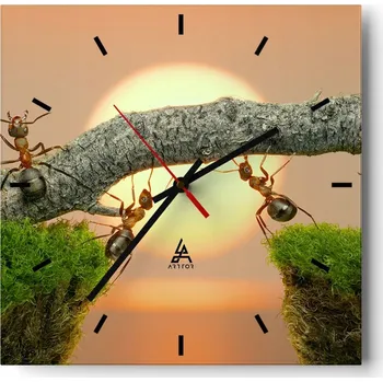 Hodiny Velké nástěnné hodiny 40x40 Natura Skleněné hodiny Čtvercové Tiché