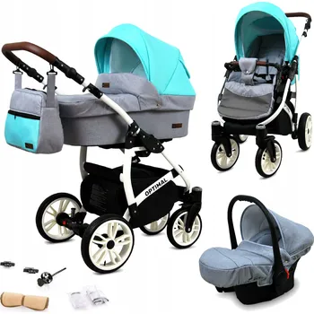 Kočárek Dětský kočárek 3v1 BabyLux Optimal: sportovní kočárek, hluboká korba a autosedačka
