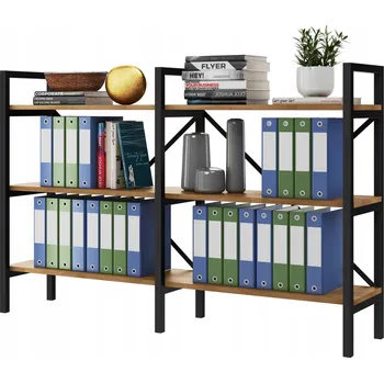 Knihovna Regál na pořadače a knihy LOFT dub D4+R 200 cm