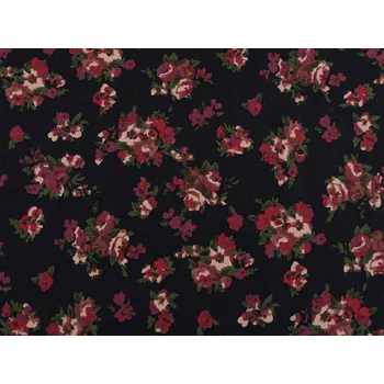 Bavlněná látka / plátno s řidší vazbou květy Varianta: modrá tmavá, Balení: 1 m