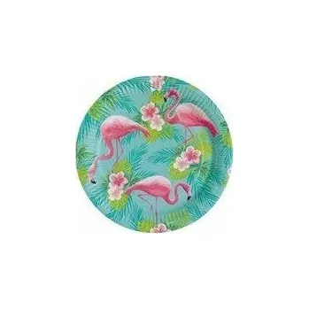 Party nádobí Talířky Amscan Plameňák 23 cm 8 ks