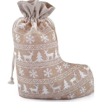 Vánoční dekorace Mikulášská / vánoční punčocha 20x27 cm imitace juty Varianta: 1 režná, Balení: 10 ks