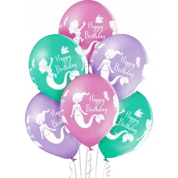 Balónek Latexové balónky Mořská panna Happy Birthday 6 ks