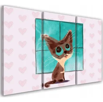 Obraz OBRAZ TRYPTYCH Malé Koťátko 120x80