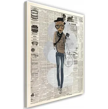 Obraz OBRAZ NA PLÁTNĚ Leopard Hipster noviny 80x120