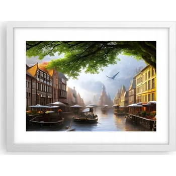 Obraz Obraz plakát v bílém rámu do obýváku 40x30 staré město foto na zeď