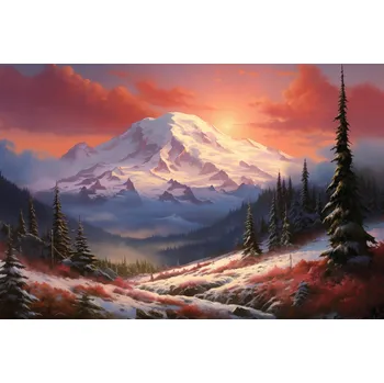 Plakát Plakát Vrcholky Ranní Záře bez rámu 91,5 x 61 cm