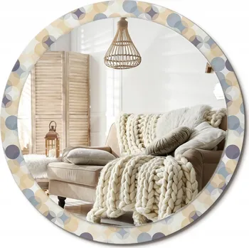 Zrcadlo Nástěnné zrcadlo zdobené grafikou na skle Geometrické kruhy XXL průměr 100 cm