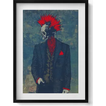 Obraz Stylový obraz v rámu Abstraktní portrét kostlivce s irokézem 50x70 cm