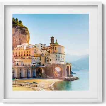 Obraz Obraz na zeď v bílém rámu Pobřeží s pláží a mořem Itálie 50x50 cm