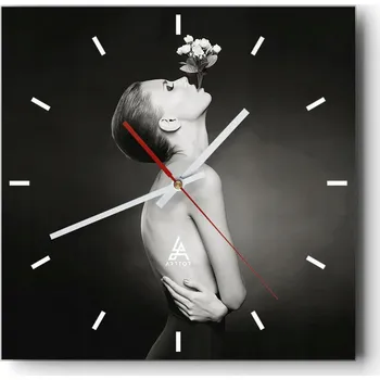 Hodiny Velké nástěnné hodiny 40x40 cm Skleněné tělo Čtvercové Tiché