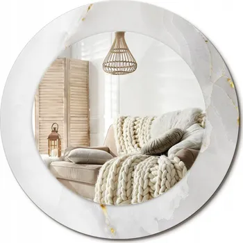 Zrcadlo Loftové zrcadlo s ozdobným skleněným rámem Lesklý mramor průměr 50 cm