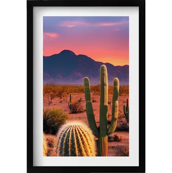 Obraz Obraz v černém rámu dekorace na zeď Západ slunce na poušti 40x60 cm