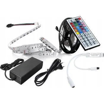 LED osvětlení SADA LED RGB pásek 5m + napájecí zdroj + Dálkový Ovladač 44 tlačítek