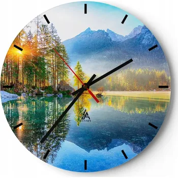 Hodiny Nástěnné hodiny do kuchyně 30x30 Krajina Skleněné hodiny do obýváku Tiché