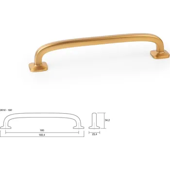 Nábytková úchytka VIEFE 0616 QUART BIG, délka 184 mm, kartáčovaná mosaz cava