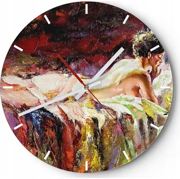 Hodiny Velké nástěnné hodiny na zeď 40x40 Žena Skleněné hodiny Kulatý Tiché