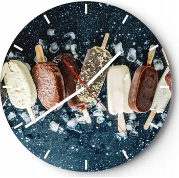 Hodiny Nástěnné hodiny do kuchyně 30x30 Zmrzlina Skleněné hodiny do obýváku Loft Tiché