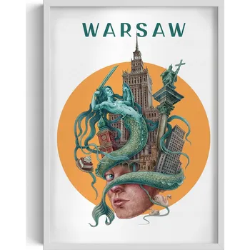 Obraz Obraz v rámu na zeď Varšava Siréna, PKiN, Sloup Zikmunda, Vzor 50x70 cm