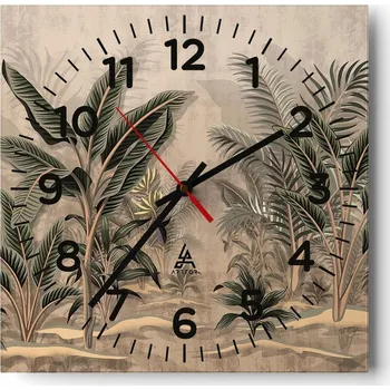 Hodiny Nástěnné hodiny do obýváku 40x40 Les Natura Bezhluké hodiny na skle Tiché